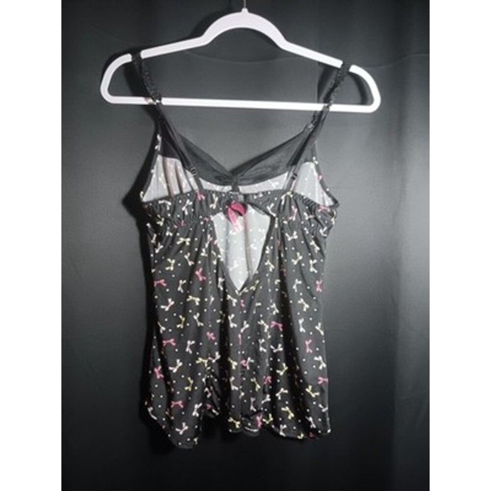 Betsey Johnson Intimates Women’s Small Black Bow Babydoll Nighty Lounge 2 Piece - Picture 3 of 6